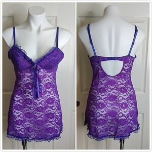 Passion Forever purple sheer stretch lacy lingerie sz M